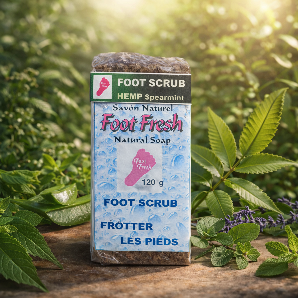 Natural foot scrub with fresh herbs